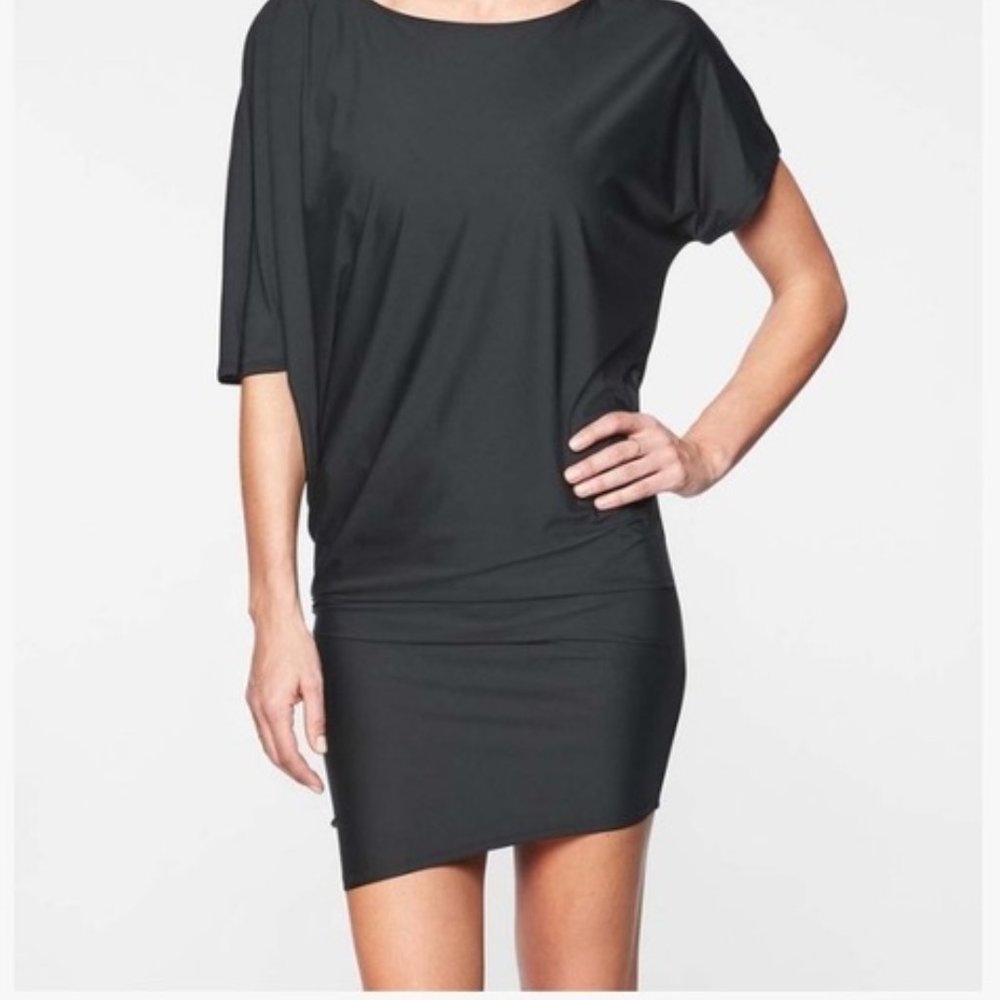 Athleta Sunlover Hilo Asymmetrical Dress Blk Small